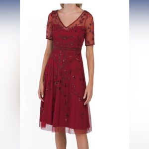 ADRIANNA PAPELL cranberry dress